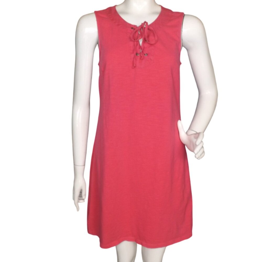 TOMMY BAHAMA Jersey Dress, S, Bright Pink, Lace Up Neck, Sleeveless, Summer